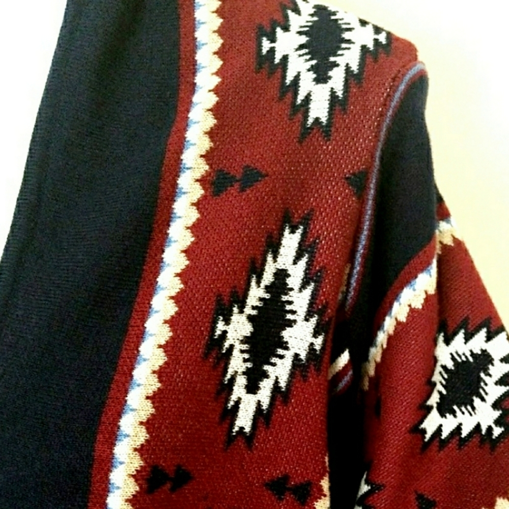 LAST 1! Aztec Print Fly Away Duster Open Front Cardigan - Picture 4 of 5